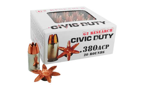 Ammunition G2 Research Civic Duty 380ACP G2R CIVIC DUTY 380ACP 64GR 20/500 • Model: Civic Duty